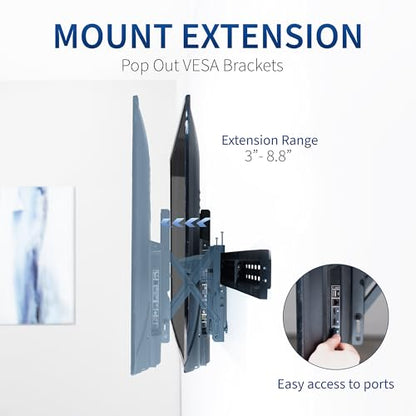 VIVO Black Pop-Out 1x2 Video Wall Mount for 37-65 in TVs, MOUNT-VW65-2 - size: 37" to 65" TVs, style: 1x2 mount