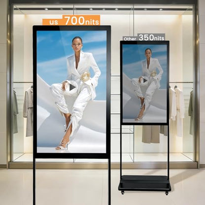 43" Digital Signage Display Kiosk Indoor Floor Standing Advertising Black - size: 43 Inch-Black