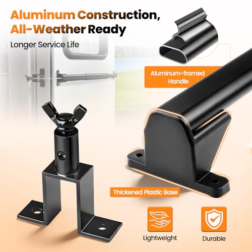 2-in-1 Aluminum RV Screen Door Handle Grab Bar with Auto Closer