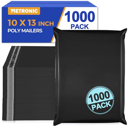 Metronic Poly Mailers 10x13 1000 Pack, Self-Seal Shipping Bags for Clothing - color: Black, size: 10x13 1000PC