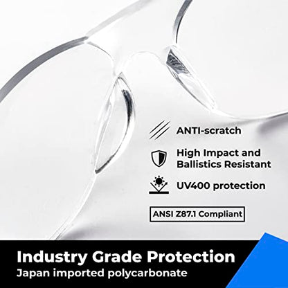 amoolo Blue Safety Glasses, ANSI Z87.1 Impact Resistant, 24 Pack, Adult - color: Blue, size: Adult's Size - 24 Pack