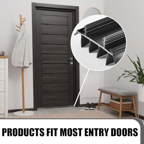 Pushglossy 2 Pcs Door Bottom Seal with Vinyl Fins Threshold Strip,Black - color: Black