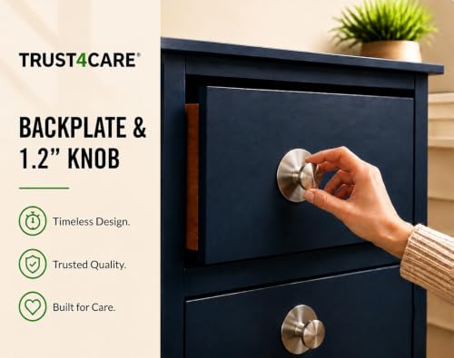 trust4care 4-Pack 2.0" Nickel Backplates of Bifold Closet Cabinet Knobs - color: Brushed Nickel