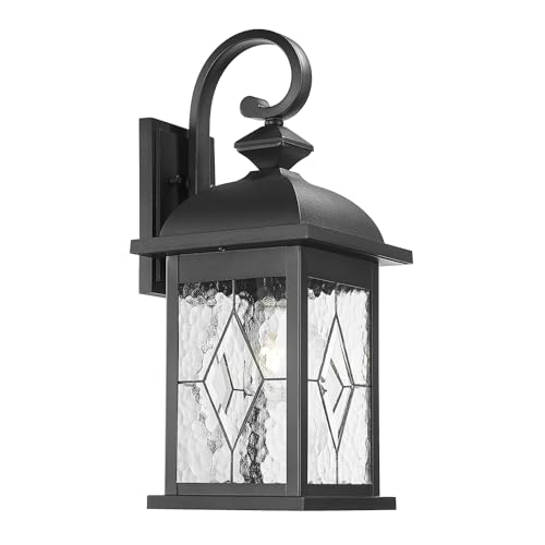 FEMILA 21" Large Exterior Wall Light Fixtures, Anti-Rust Waterproof Outdoor Wall Lantern Porch Lights for Entryway, Patio, Garage, Doorway, Matte Black, 4FD54B2 BK-SD - color: Matte Black, Lozenge Pattern, size: 21", Single Unit
