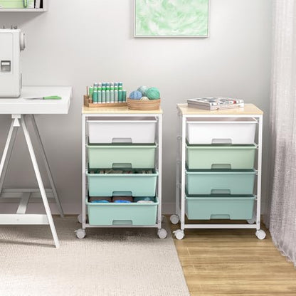 SYKIARIOL Rolling Cart with Drawers, 4-Drawer Utility Cart, Green - color: Green