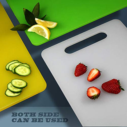 Fotouzy Plastic Utility Cutting Board with Handles, Food Safe PP Material, BPA Free, Dishwasher Safe, Thick Chopping Board, Large Size, Easy Grip Handle, for Kitchen (Yellow),14.2 x 9" - color: Yellow