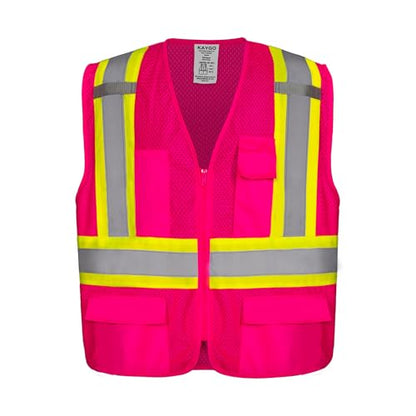 KAYGO Reflective High Vis Safety Vest with Pockets for Men and Women KG0100 - color: Pink, size: X-Large