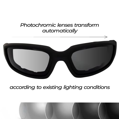 Global Vision Kickback Auto-Darkening Photochromic Bifocal Safety Glasses Clear to Smoke, Padded Frame, ANSI Z87.1 Certified - color: +2.5 Bifocal