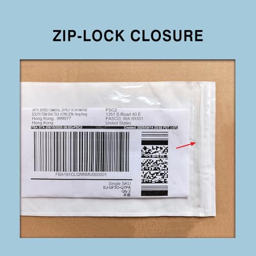 6.7'' x 10'' Zipper Closure Packing List Envelope, Packing List Mailing Envelopes, Resealable Adhesive Shipping Label/documents Pouches (200 Pack)