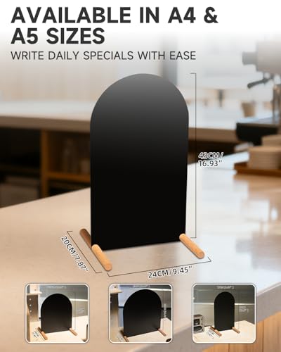 Tabletop Menu Display Stand with Writable Board and Magnetic Holders - size: A4 Vertical (17 × 9.5 in)