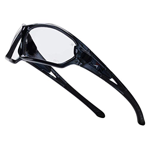 X Power ANSI Z87+ Safety Sunglasses Impact Resistant Polycarbonate Lens & Double Injection Frame - color: 004 Clear Black Frame / Clear Lens