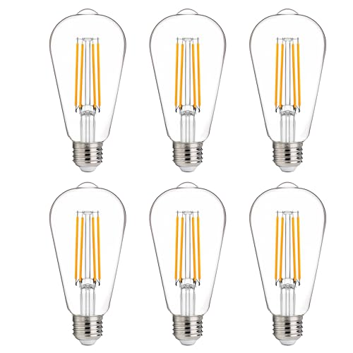 FLSNT 100W Equivalent LED Edison Bulbs, ST19/ST58 Dimmable LED Light Bulbs for Dining Room, Kitchen, High Brightness with 1000LM, 2700K Soft White, 8W, E26 Base, 6 Pack - color: 100w 2700k Soft White, size: 6 Count (Pack of 1)