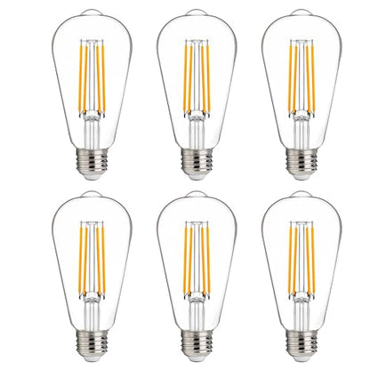 FLSNT 100W Equivalent LED Edison Bulbs, ST19/ST58 Dimmable LED Light Bulbs for Dining Room, Kitchen, High Brightness with 1000LM, 2700K Soft White, 8W, E26 Base, 6 Pack - color: 100w 2700k Soft White, size: 6 Count (Pack of 1)
