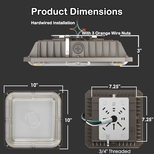 LED Canopy Lights, 100W, 14000LM, 5000K, 0-10V Dimmable - size: 100W 1Pack