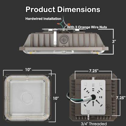 LED Canopy Lights, 100W, 14000LM, 5000K, 0-10V Dimmable - size: 100W 1Pack