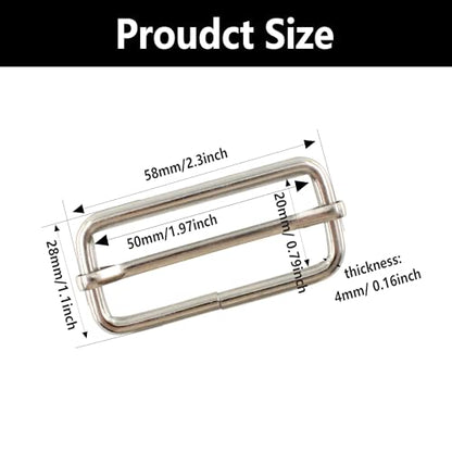 pson 12PCS 2Inch Metal Tri-Glide Slide Buckles, Rectangle Adjustable Webbing Slider for Purse, Fasteners, Strap, Backpack, Gym Bag, Leather craft Bag(Silver) - color: Silver