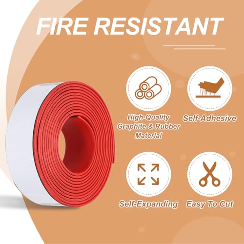 Smoke Fire Seal Strip 9.8Ft 35mm/1.38" Wx 2mm/0.08" T Red - color: Red, size: 9.8FT x 35mm / 1.38" W x 2mm / 0.08" T