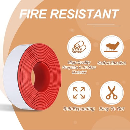 Smoke Fire Seal Strip 9.8Ft 35mm/1.38" Wx 2mm/0.08" T Red - color: Red, size: 9.8FT x 35mm / 1.38" W x 2mm / 0.08" T