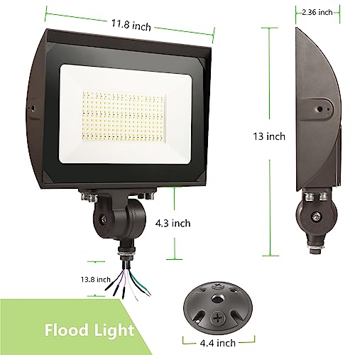 150W Outdoor LED Flood Light with Plate, 5000K Daylight 21000LM 100-277V, UL/DLC Waterproof LED Security Flood Lighting for Wall Wash/Sign/Flagpole/Tree/Yards/Advertising Boards