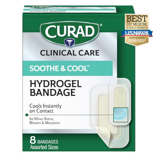 CURAD Soothe & Cool Clear Waterproof Hydrogel Bandages, Assorted Sizes