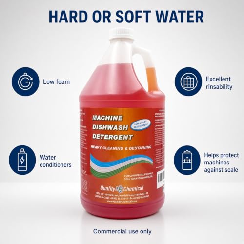 Commercial Industrial Grade Machine Dishwash Detergent - A premium grade detergent for low or high temp dishwash machines-4 gallon case - size: 128 Fl Oz (Pack of 4)