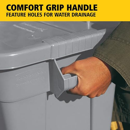 Rubbermaid Commercial Products BRUTE Tote Storage Container with Lid, 14-Gallon-included, Rugged/Reusable Boxes for Moving/Storing in Garage/Basement/Attic/Jobsite/Truck/Camping, Gray - color: Grey
