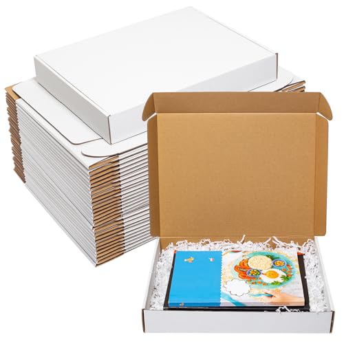 Wowxyz White Shipping Boxes 13x10x2" 30 Pack Corrugated Cardboard Mailer - size: 13x10x2"