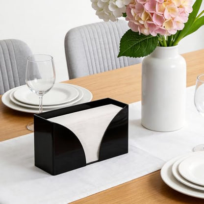 Black Paper Towel Dispenser Countertop,Napkin Dispenser,Acrylic Bathroom Guest Towel Holder for Table,Can Wall-Mount C-Fold,Z-Fold,Trifold Paper Hand Towel Dispenser for Bathroom Home and Commercial