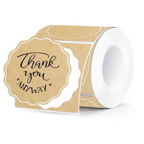 2 Inch Round Thermal Labels, Kraft Flower Thermal Sticker Labels for Small Business, Logo Design, Baking, 500 Sheets/1 Roll - color: Kraft, size: 2 inch