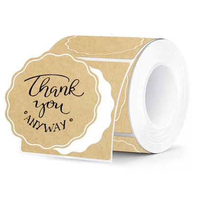 2 Inch Round Thermal Labels, Kraft Flower Thermal Sticker Labels for Small Business, Logo Design, Baking, 500 Sheets/1 Roll - color: Kraft, size: 2 inch