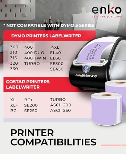 enKo 30256 6 Rolls | 1800 Lavender Direct Thermal Labels (2-5/16 x 4 in) - color: Lavender