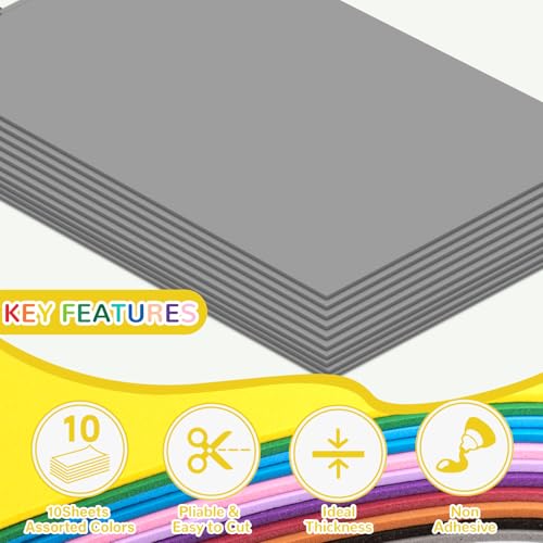 10 Pack Eva Foam Sheets Craft 8 x 12 inch (Grey) - color: Grey