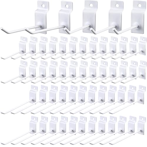 Moxweyeni 50 Packs Slatwall Hooks 4 Inch 6 Inch, White - color: White