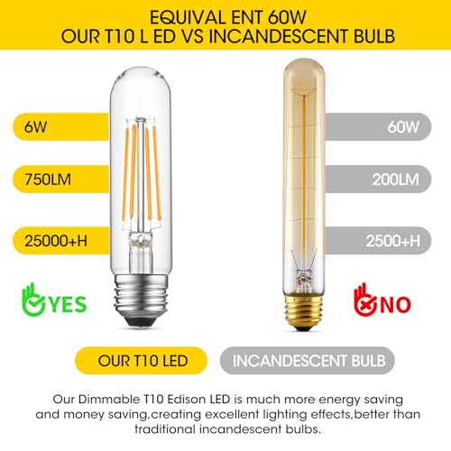 5" T10 Tubular LED Light Bulb, 60W Eq, Dimmable, Warm White 2700K, 4-Pack - color: Warm White, size: 5 Inch- 4 Count
