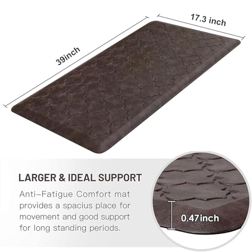 WISELIFE Kitchen Mat Cushioned Anti Fatigue Floor Mat, 17.3"x39", Brown - color: Brown, size: 1'5" x 3'3" (Rectangular)