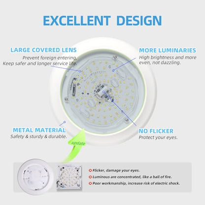 ECOELER 5CCT Selectable LED Flush Mount Ceiling Light, 6 Inch Dimmable Disc Lights, 16.5W 1100LM, Low Profile Surface Mount Ceiling Lights for Kitchen, Garage, Laundry, ETL&FCC, 6 Pack - color: 5CCT (2700K/3000K/4000K/5000K/6000K), size: 6 - Pack