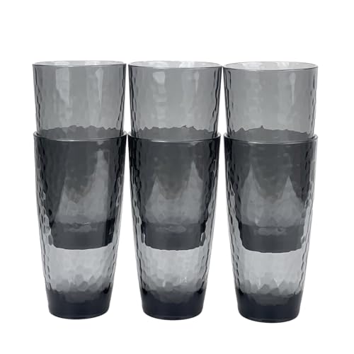 26-Ounce Plastic Tumblers (Set of 6), Reusable Plastic Mugs, BPA-Free Acrylic to Drink Mugs, Shatter Resistant, Textured Interior, Dishwasher Safe (Grey, 26 Ounce) - color: Gray, size: 26 Ounce