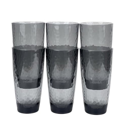 26-Ounce Plastic Tumblers (Set of 6), Reusable Plastic Mugs, BPA-Free Acrylic to Drink Mugs, Shatter Resistant, Textured Interior, Dishwasher Safe (Grey, 26 Ounce) - color: Gray, size: 26 Ounce