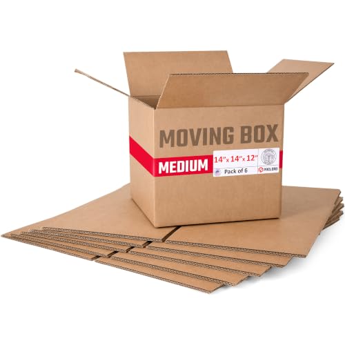 Medium Moving Cardboard Boxes 14"L x 14"W x 12"H (Pack of 6) - USA-Made Packing Boxes for Moving, Shipping, or Storage - USPS, UPS, FedEx Approved - Professional Packing Supplies - color: Pack of 6, size: Medium 14x14x12"