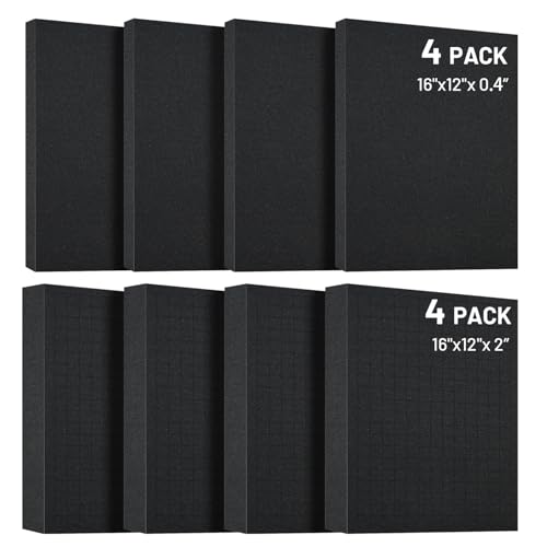 Dual-Thickness Case Foam Insert Kit 8PCS (4PCS 16x12x2" + 4PCS 16x12x0.4") - Pick and Pluck Protective Layer for Tool Drawers, Game Cases & Collectible Organizers - size: 8Pcs (4Pcs 16x12x2 In + 4Pcs 16x12x0.4 In)