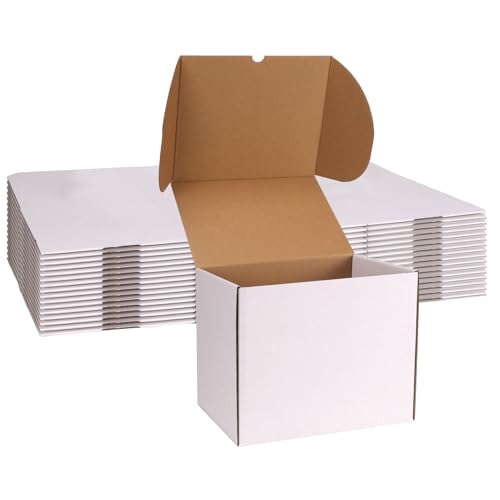 ZBEIVAN 10x8x8 White Small Shipping Boxes, 15 Packs Corrugated Cardboard Mailer Boxes for Packaging Small Business Mailing Gifts Wrap Boxes with Lids - color: 15 Pack White, size: 10x8x8