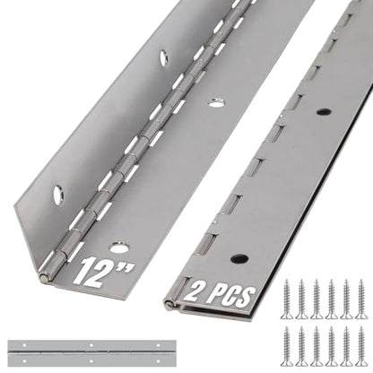 ALBO 12" x 2" Piano Hinge Stainless Steel 304, Silver, 2-Pack - color: Silver, size: 12 Inch
