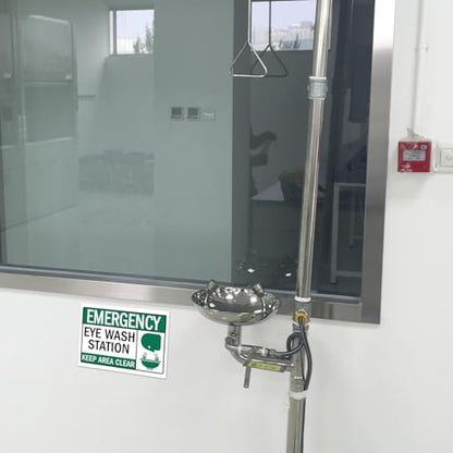4 Pack Emergency Eye Wash Station Sign,Eye Wash Station Sign Sticker, Self Adhesive Vinyl,UV resistant, waterproof.7" x 10"