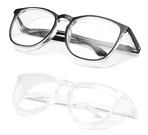 Alsenor Safety Glasses Anti Fog Goggles Protective Eyewear Blue Light Blocking Anti Dust UV Protection Glasses For Men Women (2 Pack (Black + Transparent)) - color: 2 Pack (Black + Clear)