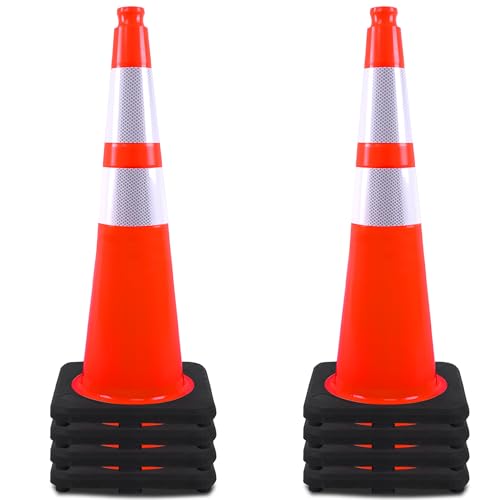 OrangeStar 28 Inch Orange Traffic Cones 8-Pack, Heavy Duty PVC Safety Cones - color: Orange, size: 28in