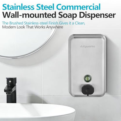 Commercial Soap Dispenser Wall Mount, 1100 mL, Silver - size: 37.19 fl.oz./ 1100ml