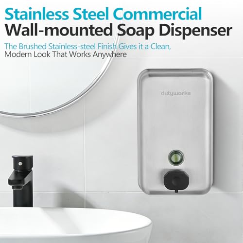 Commercial Soap Dispenser Wall Mount, 1100 mL, Silver - size: 37.19 fl.oz./ 1100ml