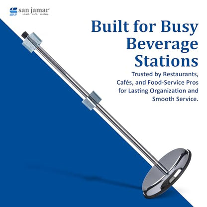 San Jamar Revolving Cup and Lid Dispenser Stand Stand Only for Restaurants, Dining Halls, and Fast Food, Stainless Steel, 30.5 x 2.75 x 12.25 Inches, Silver