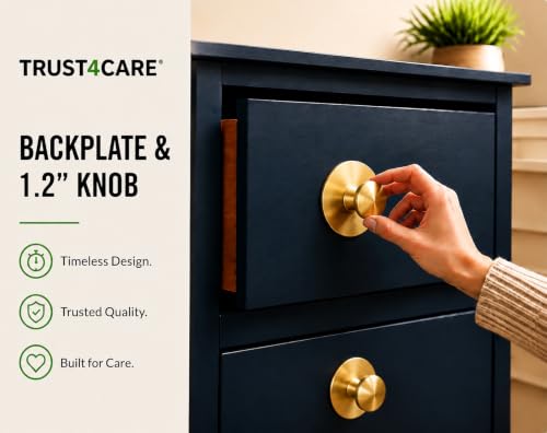 trust4care 4-Pack 2.0" Gold Backplates of Bifold Closet Cabinet Knobs - color: Gold