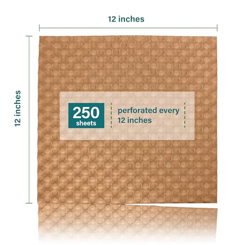 Elementree Paper Bubble Wrap Sheets for Packing, Moving, & Shipping - 12" x 12" x 250' - Eco-Friendly Kraft Bubble Paper - Recyclable Cushioning Wrap - Made in the USA (01913) - size: 12" x 12" x 250' Kraft